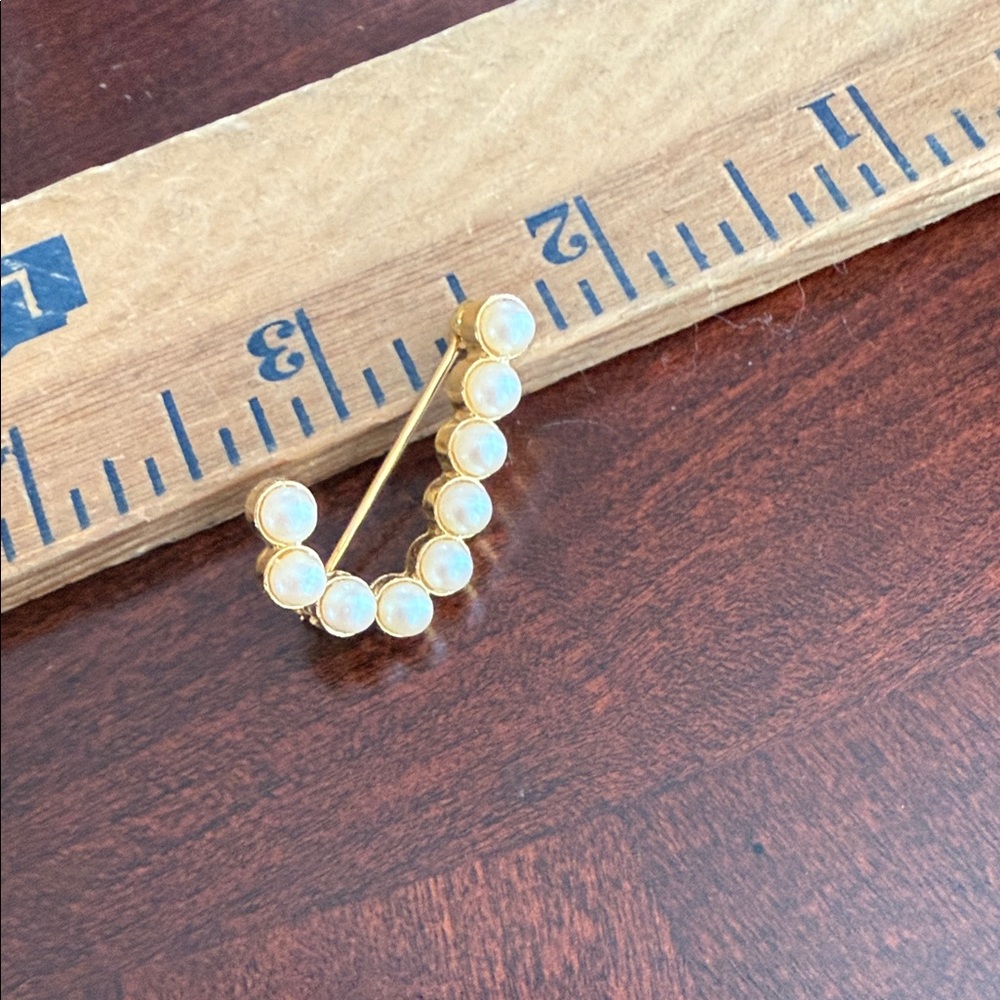Vintage letter J Faux Pearl Brooch